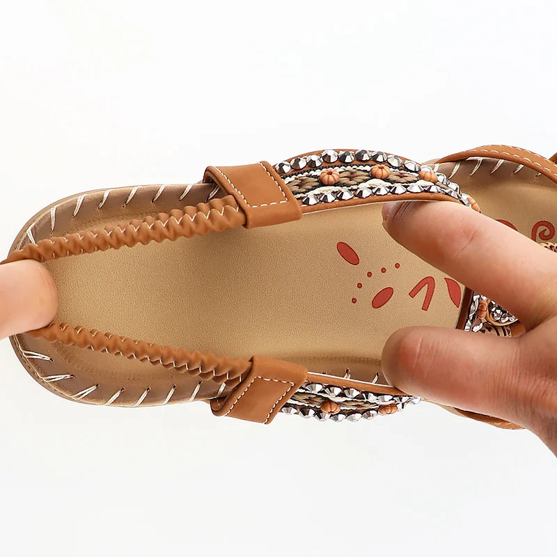 Boho Gleam™ | Rhinestone style Bohemian Print Sandals