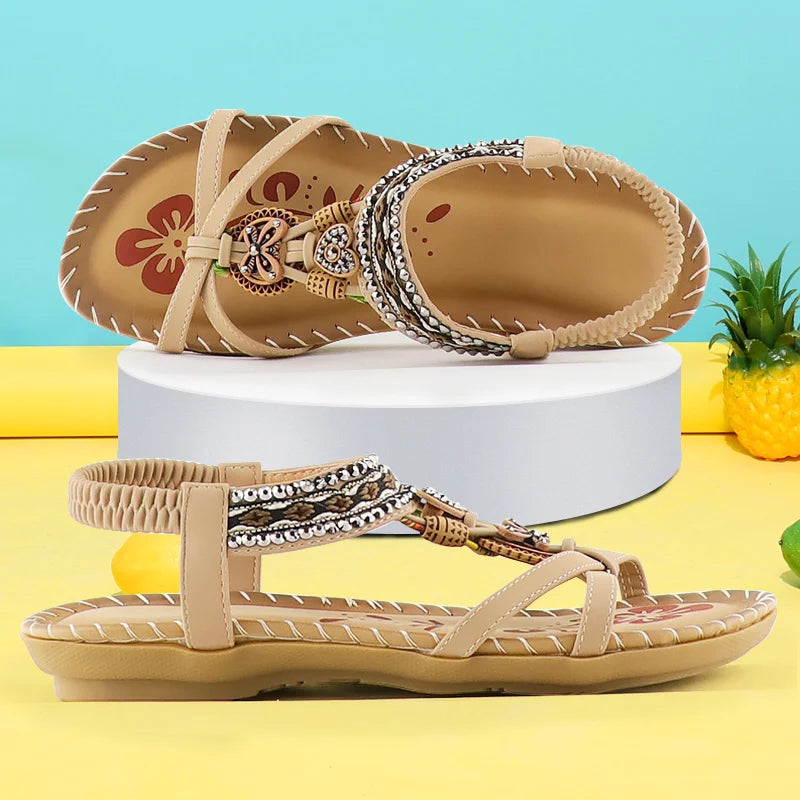 Boho Gleam™ | Rhinestone style Bohemian Print Sandals