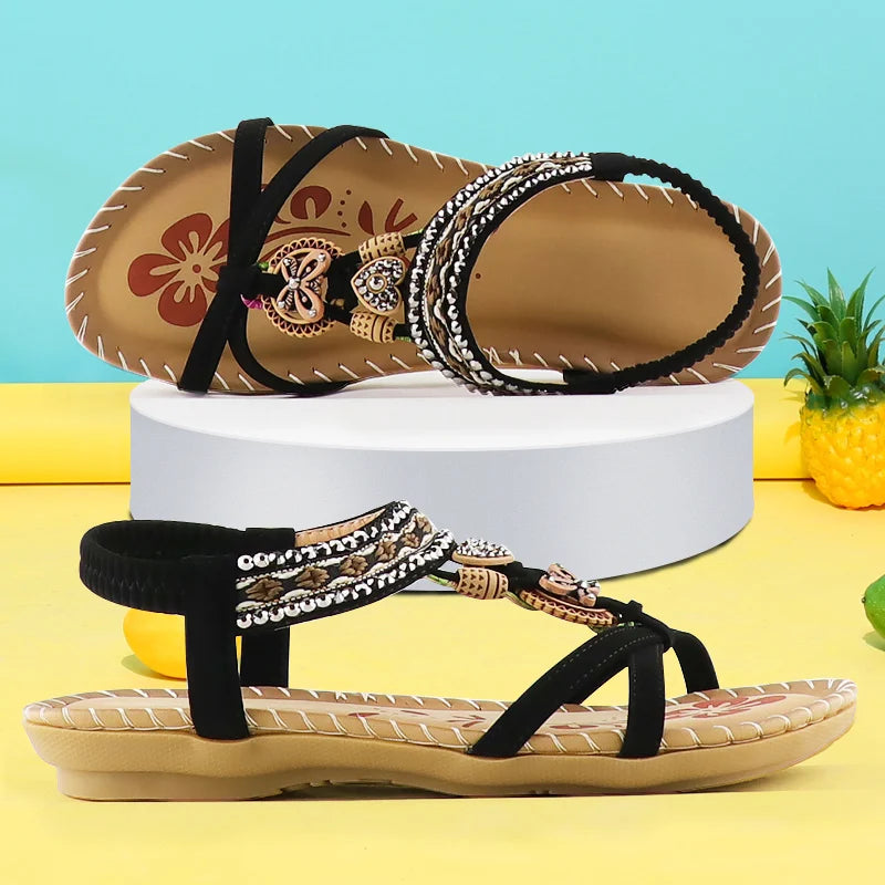 Boho Gleam™ | Rhinestone style Bohemian Print Sandals