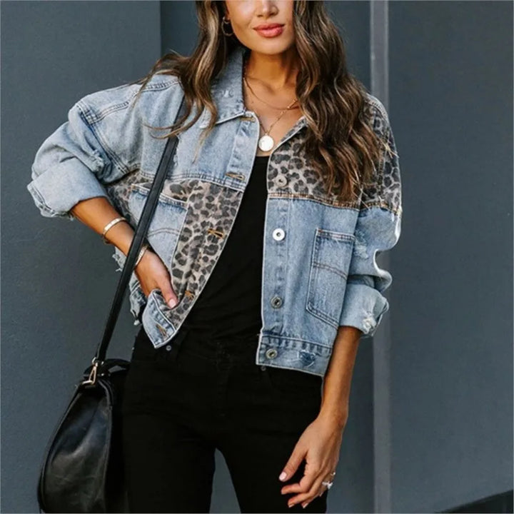 Roar & Stitch Denim™ | Leopard Print Denim Jacket