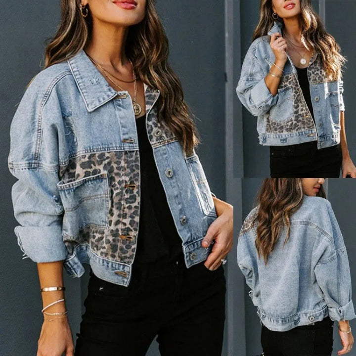 Roar & Stitch Denim™ | Leopard Print Denim Jacket