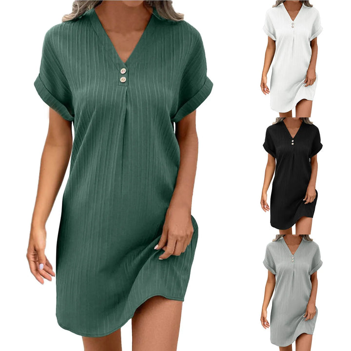 Ethereal™ | Casual Button Down V Neck Dress