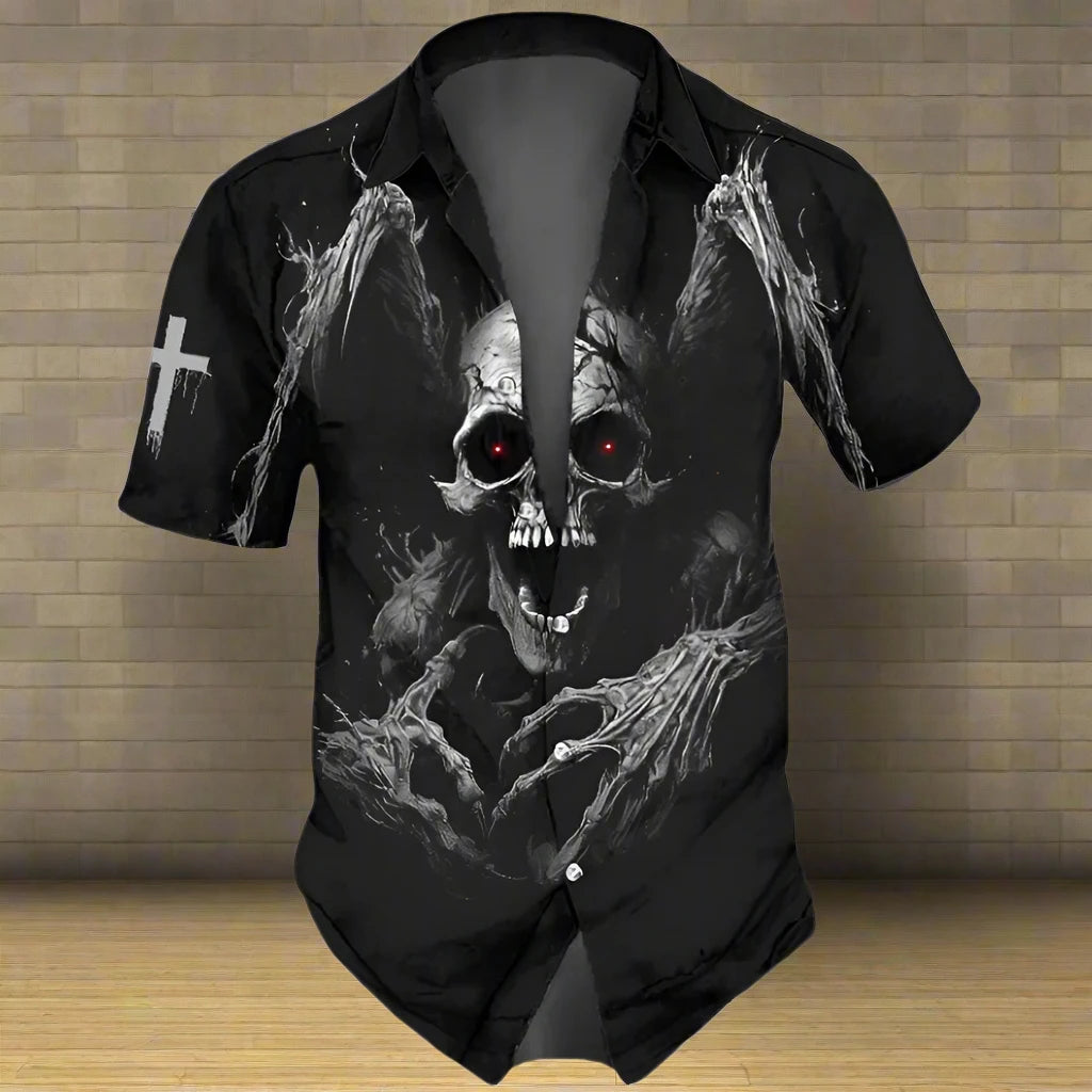 DeadHead™ | Horror Skulls Print Short Sleeve Shirt